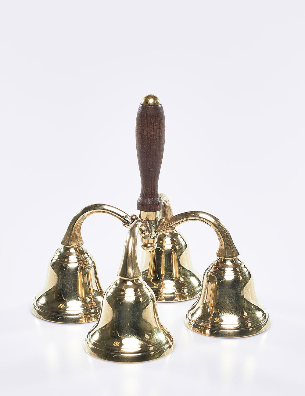 Campanelli liturgici a quattro suoni dorato con manico in legno