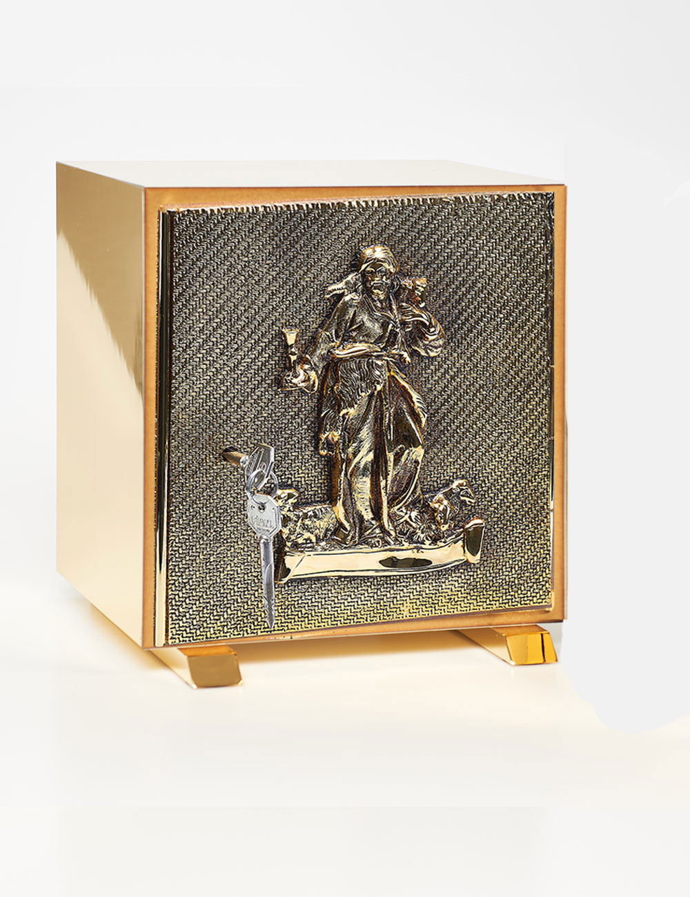 Tabernacolo in oro modello Gesù Buon Pastore in ottone dorato