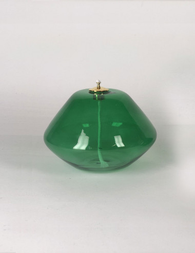 Lampada verde in vetro per cera liquida