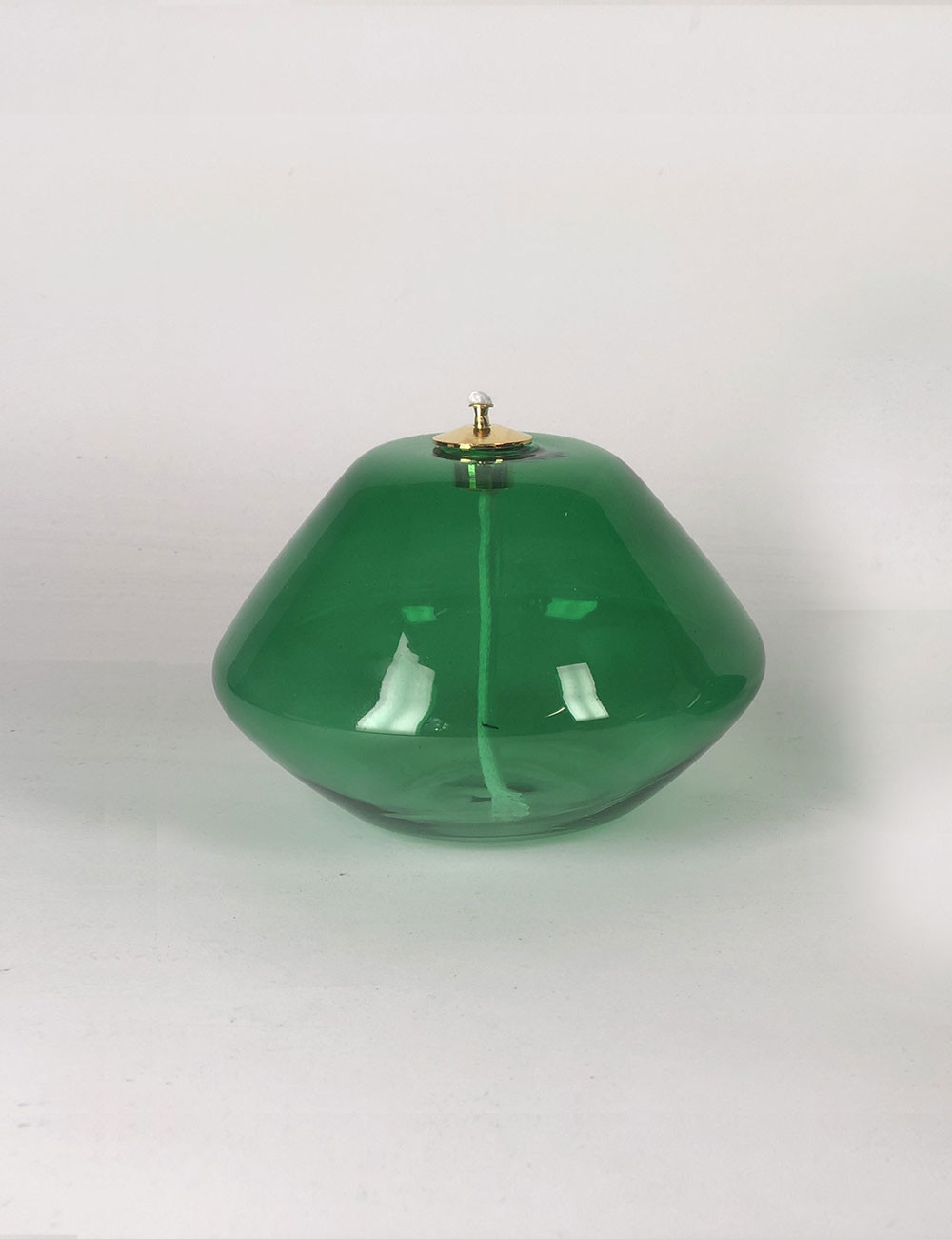 Lampada verde in vetro per cera liquida