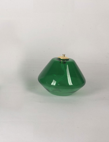 Lampada verde in vetro per cera liquida