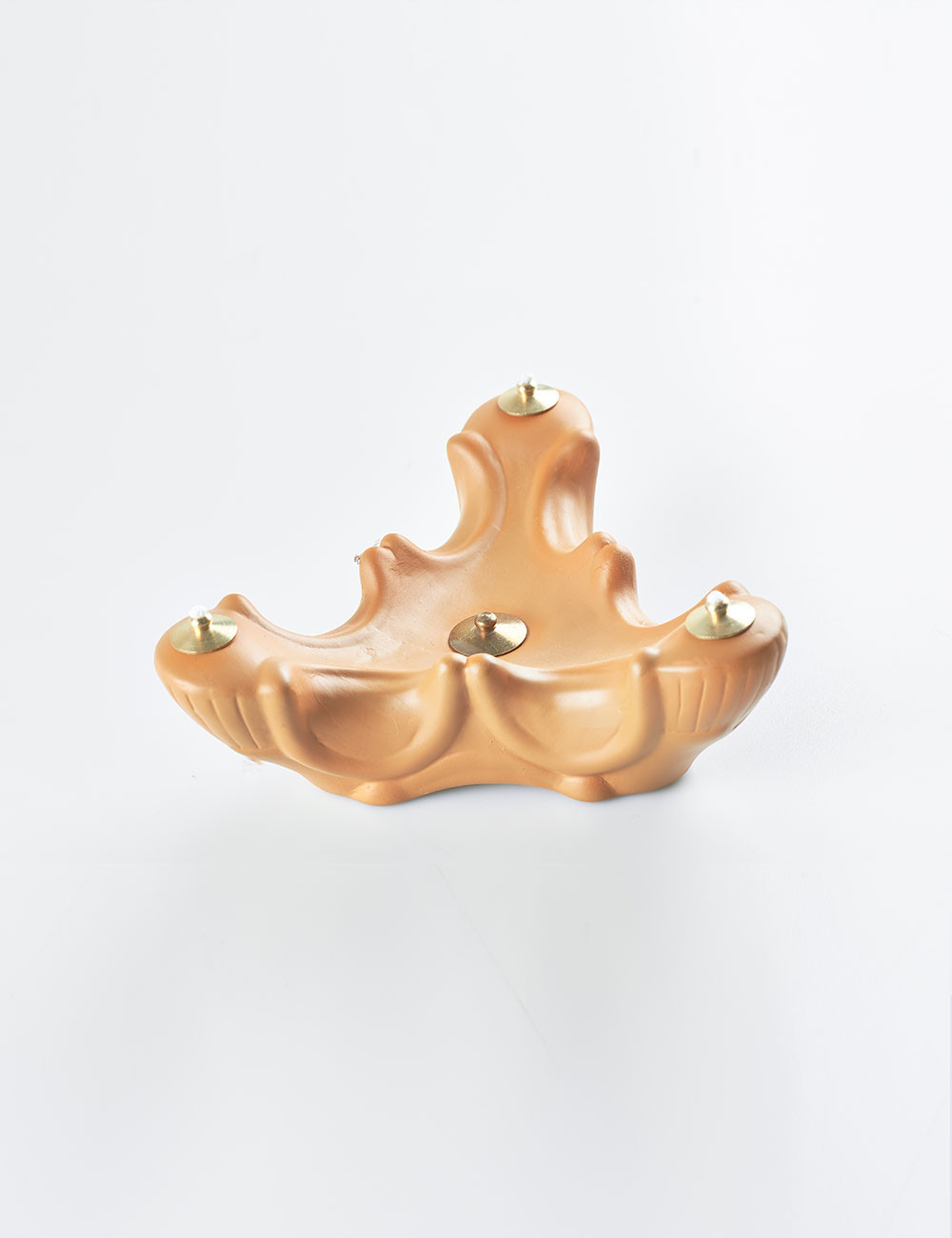 Lampada in porcellana a tre lumi color terracotta