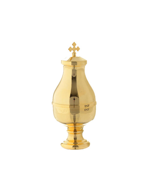 Vasetto alto per olio sacro unzione infermi INF dorato