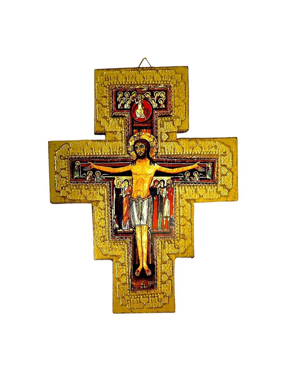 Crocifisso San Damiano Assisi in legno e foglia d'oro