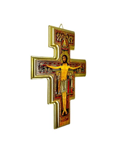 Crocifisso San Damiano Assisi in legno dorato