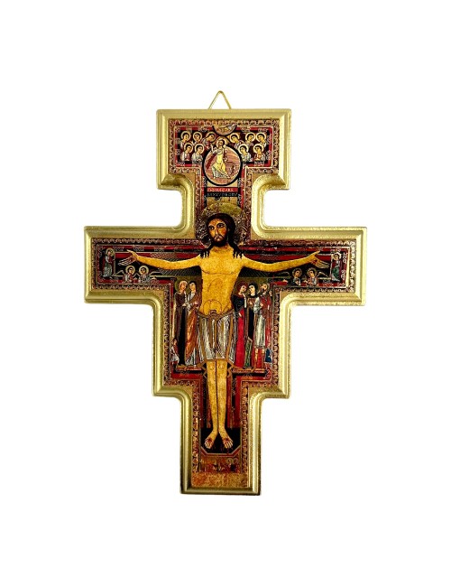 Crocifisso San Damiano Assisi in legno dorato