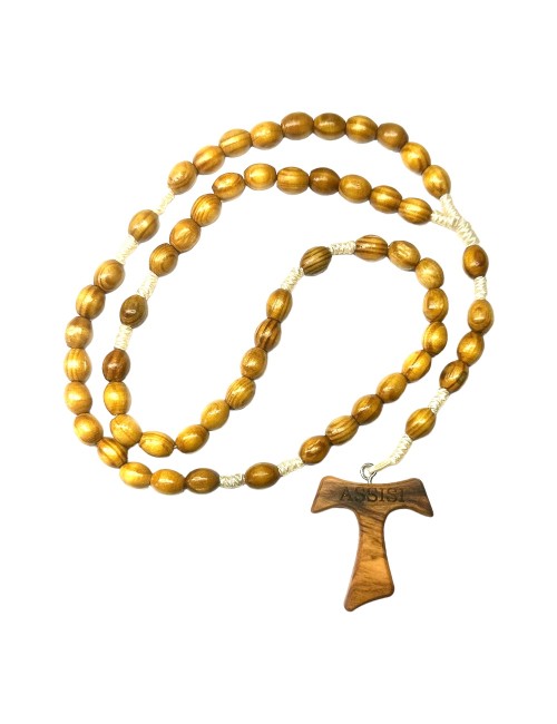 Rosario Carlo Acutis a grani tondi in legno chiaro corda chiara
