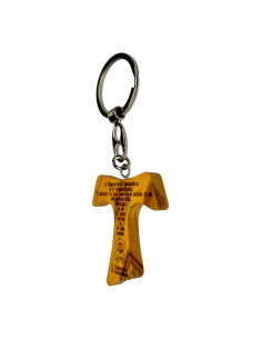 Portachiavi GTBITALY Con Tau Di San Francesco Smaltato A Mano - Argento E Blu - 9,5 Cm