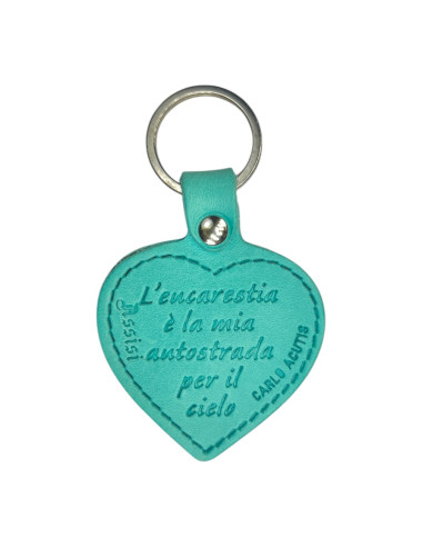 Portachiavi Frase Carlo Acutis Cuore in Cuoio