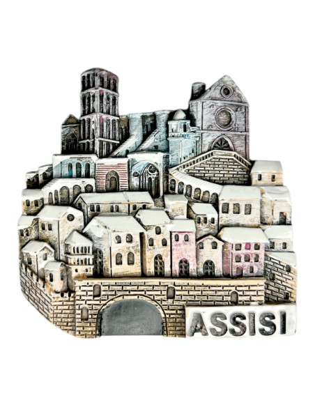 Calamita Basilica San Francesco e Città di Assisi Innevata in Resina