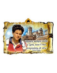 Calamita Carlo Acutis con Basilica San Francesco